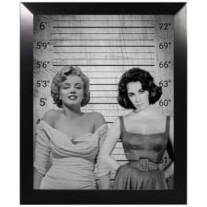Amazing Mug shot Art of Marilyn Monroe and Liz Taylor vintage print Framed 8x10